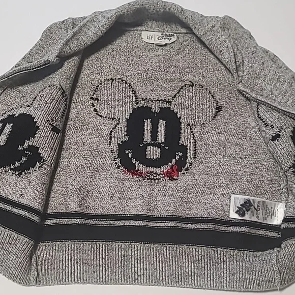 Baby Gap Disney Mickey Mouse Zip-Up Cardigan/Sweater Size 3 Year - Picture 9 of 11